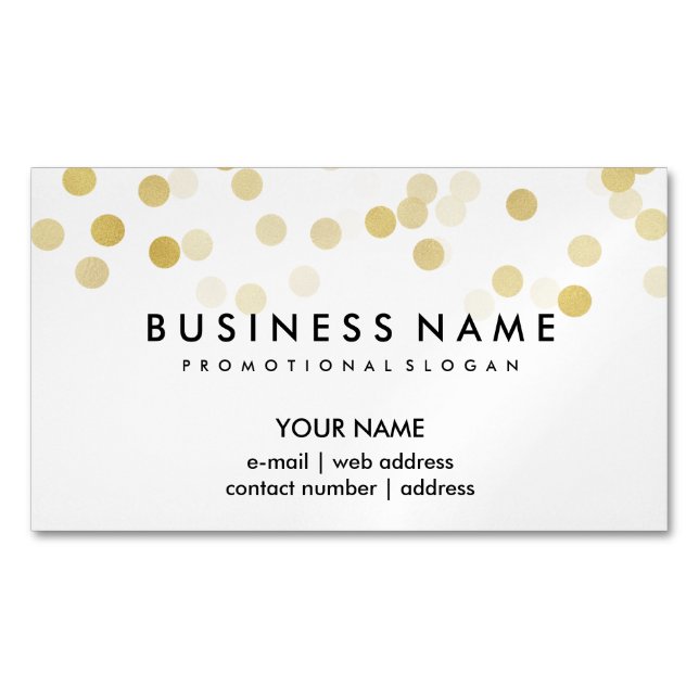 Elegant Professional Faux Gold Foil Glitter Lights Magnetic Business Card (Front)