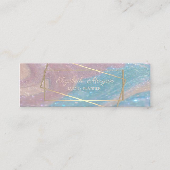 Elegant Professional ,Faux Gold Frame, Marble Mini Business Card (Front)