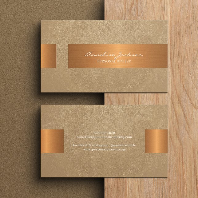 Elegant professional faux gold metallic beige business card (Creator Uploaded)