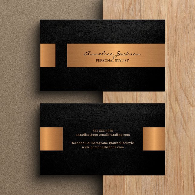 Elegant professional faux gold metallic black business card (Creator Uploaded)