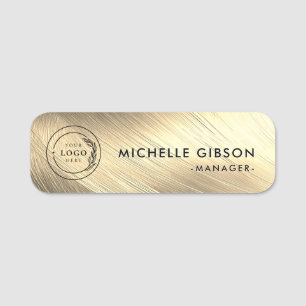 Elegant Professional Faux Gold Metallic Logo Name Tag