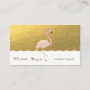 Elegant Professional,Faux Gold, Pink Flamingo Business Card