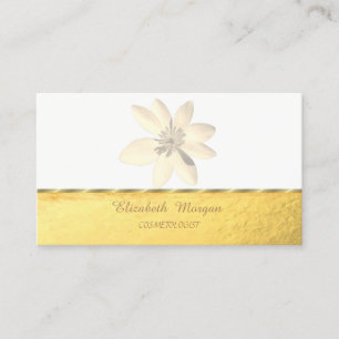 Elegant Professional,Faux Gold,White Daisy Business Card