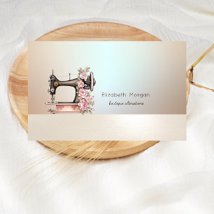 Elegant Professional Floral Sewing Machine Business Card