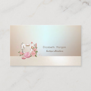 Elegant Professional Floral White Sewing Machine Business Card