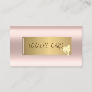 Elegant Professional Frame, Gold Hearts Rose Gold Loyalty Card