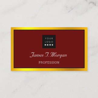 Elegant Professional Frame Logo Black Burgund Gold Business Card
