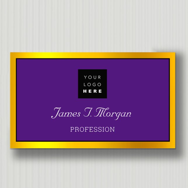 Elegant Professional Frame Logo Black Purple Gold Business Card (Creator Uploaded)