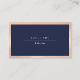 Elegant Professional Frame Metal Blue Navy Peach Business Card