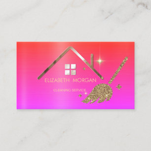 Elegant Professional Glitter Broom House  Business Card