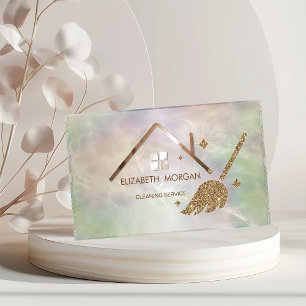 Elegant Professional Glitter Broom House Opal Business Card