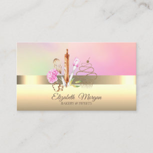 Elegant Professional Glitter Cupcake Bakery Tools Business Card