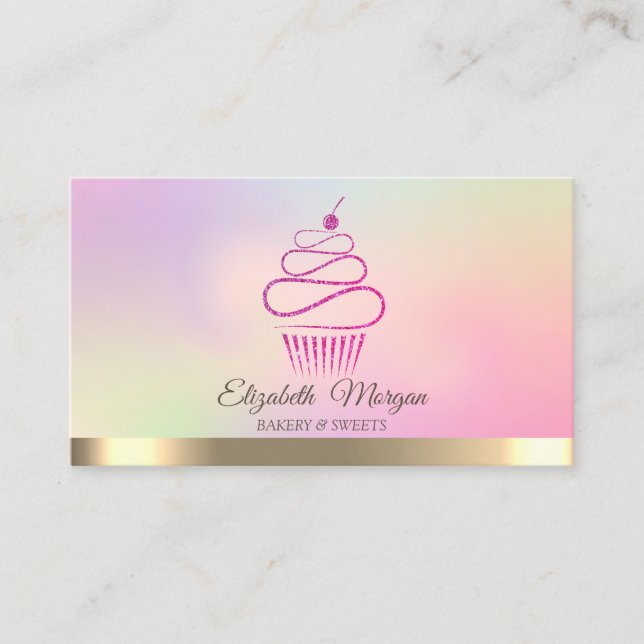 Elegant Professional Glitter Cupcake Sweets  Business Card (Front)