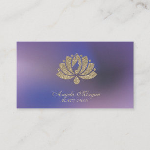 Elegant Professional Glitter Lotus Flower Purple Business Card