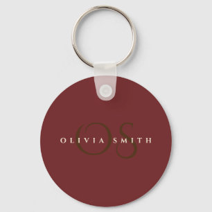 Elegant Professional Gold and burgundy Monogram Key Ring