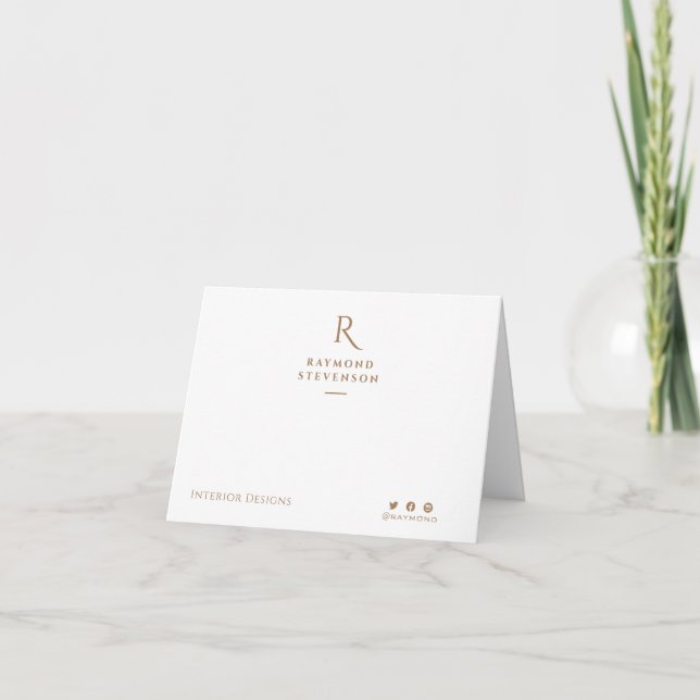 Elegant Professional Gold and White Social Media Note Card (Front)