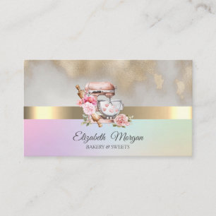 Elegant Professional Gold Cake Mixer Flower Business Card