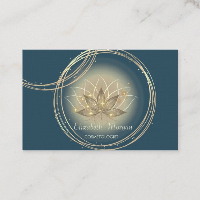 Elegant Professional,Gold Circles Lotus  Business Card (Front)