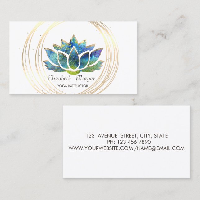 Elegant Professional,Gold Circles Lotus  Business Card (Front/Back)