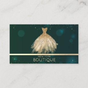 Elegant Professional Gold Glitter Dress Boutique Business Card