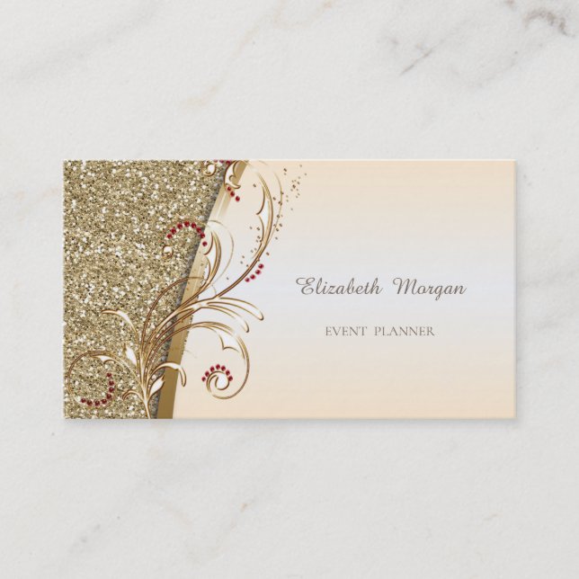 Elegant Professional Gold Glittery Business Card (Front)