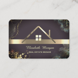 Elegant Professional Gold House Roof Burgundy Business Card