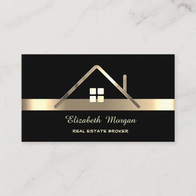 Elegant Professional Gold House Roof   Business Card (Front)
