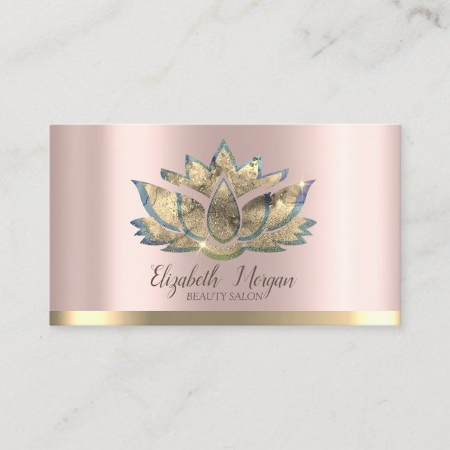 Elegant Professional Gold Lotus Rose Gold Business Card (Front)