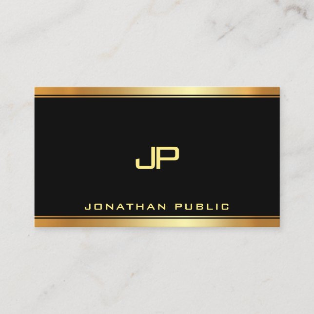 Elegant Professional Gold Monogram Template Modern Business Card (Front)