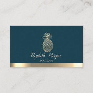 Elegant Professional Gold Stripe Pineapple Business Card