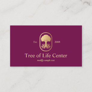 Elegant Professional Gold Tree Roots Logo Burgundy Business Card