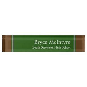 Elegant Professional Green and Brown Nameplate