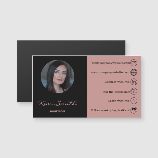 Elegant Professional Hair Stylist Contact Magnet (Front/Back)