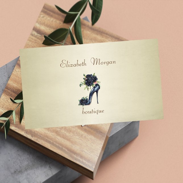 Elegant Professional High Heels Black Roses Business Card (Creator Uploaded)