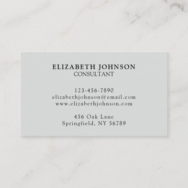Elegant Professional Light Grey Company Logo Business Card (Back)