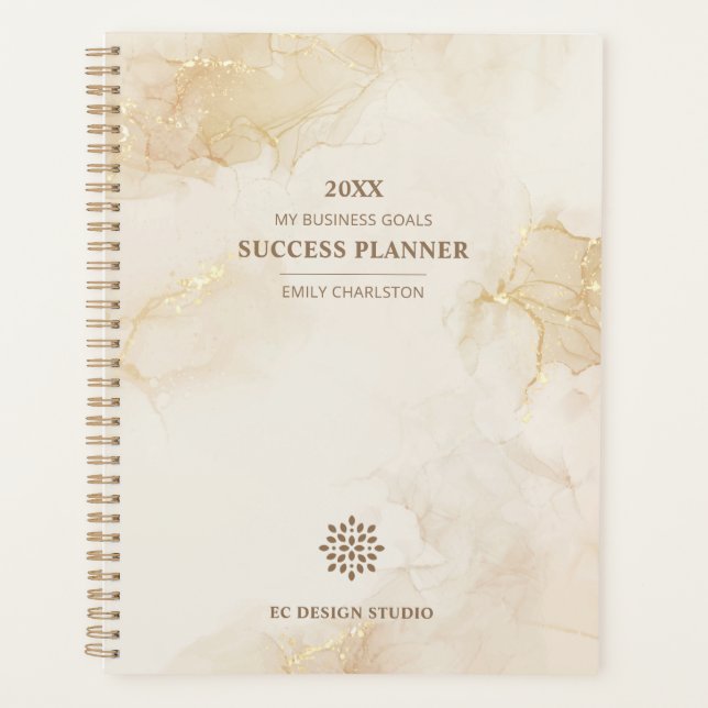 Elegant Professional Logo Gold Beige | Business Planner (Front)