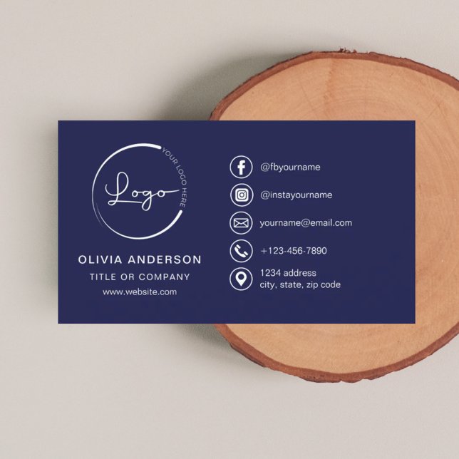 Elegant Professional Logo with Social Media Icons Business Card (Creator Uploaded)