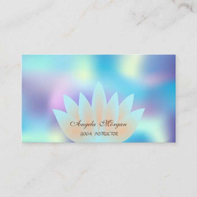 Elegant Professional Lotus Flower Holographic Business Card (Front)