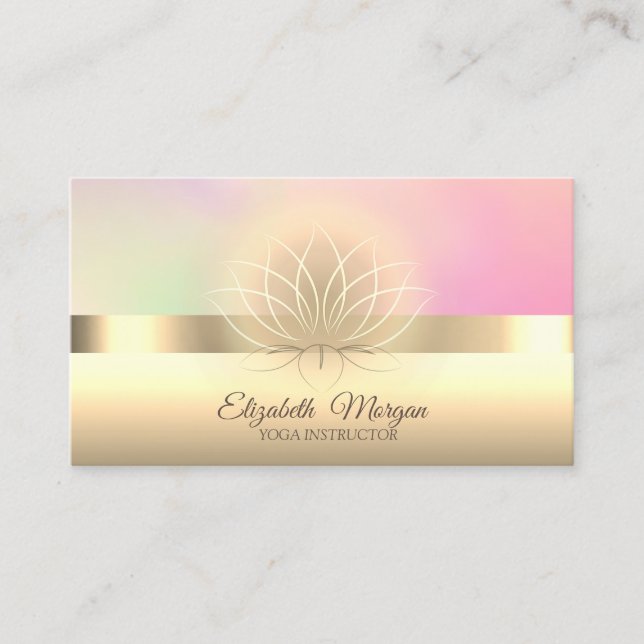 Elegant  Professional Lotus Flower Yoga Instructor Business Card (Front)