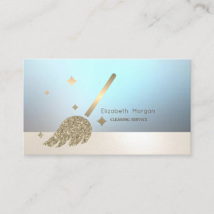 Elegant Professional Luminous Gold Broom Business Card