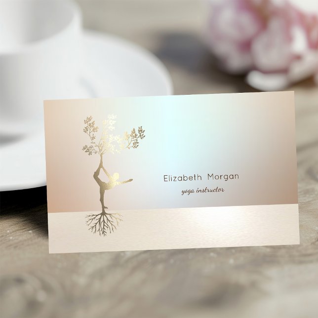 Elegant Professional Luminous Tree Girl Silhouette Business Card (Creator Uploaded)