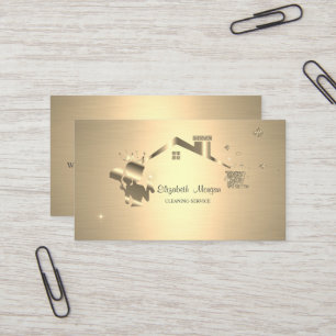 Elegant Professional Maid Cleaning House Gold  Business Card