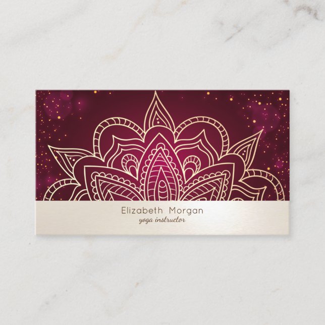 Elegant Professional Mandala Yoga Instructor Business Card (Front)