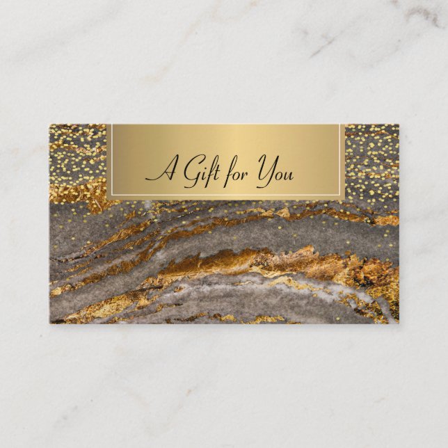 Elegant Professional Marble Gold Confetti Discount Card (Front)