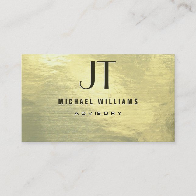 ELEGANT PROFESSIONAL METAL MODERN SIMPLE GOLD BUSINESS CARD (Front)