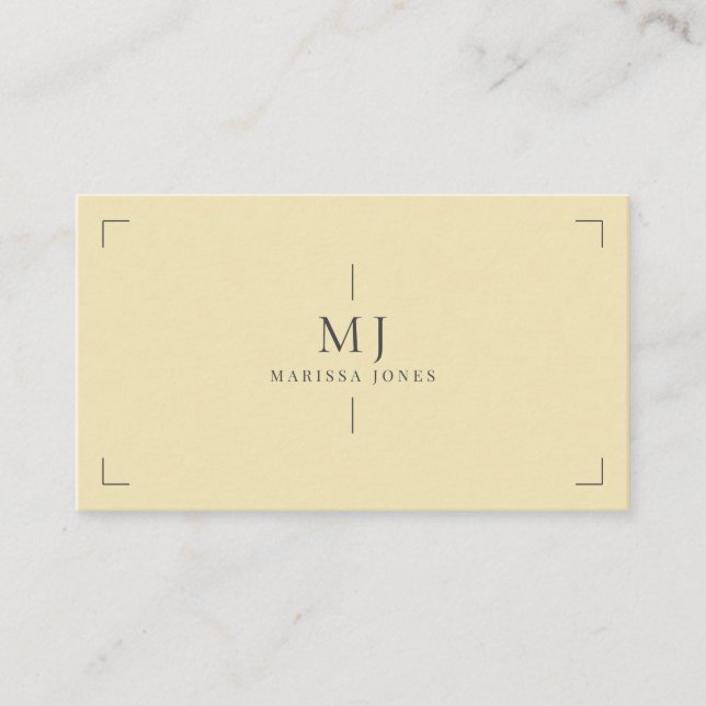 Elegant Professional Minimalist Monogram Straw Business Card (Front)