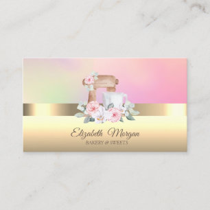Elegant Professional Mixer Flowers Bakery Business Card