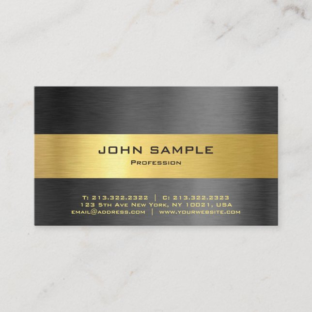 Elegant Professional Modern Black and Gold Matte Business Card (Front)