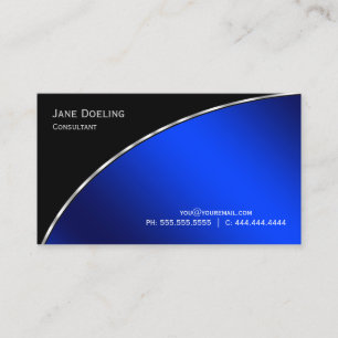 Elegant Professional Modern Black Bright Blue Business Card