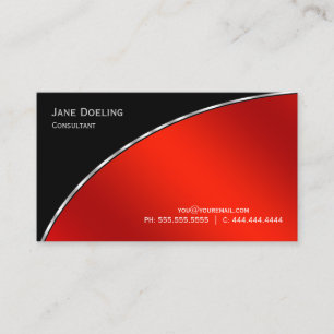 Elegant Professional Modern Black Bright Crimson Business Card